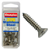 COUNTERSUNK SELF TAPPING SCREW STAINLESS STEEL 316 CHAMPION PACK