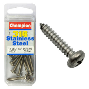 PAN HEAD SELF TAPPING SCREW STAINLESS STEEL 316 CHAMPION PACK