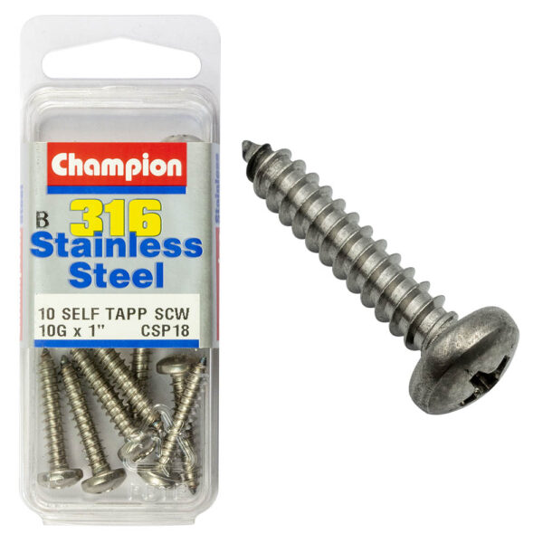 PAN HEAD SELF TAPPING SCREW STAINLESS STEEL 316 CHAMPION PACK