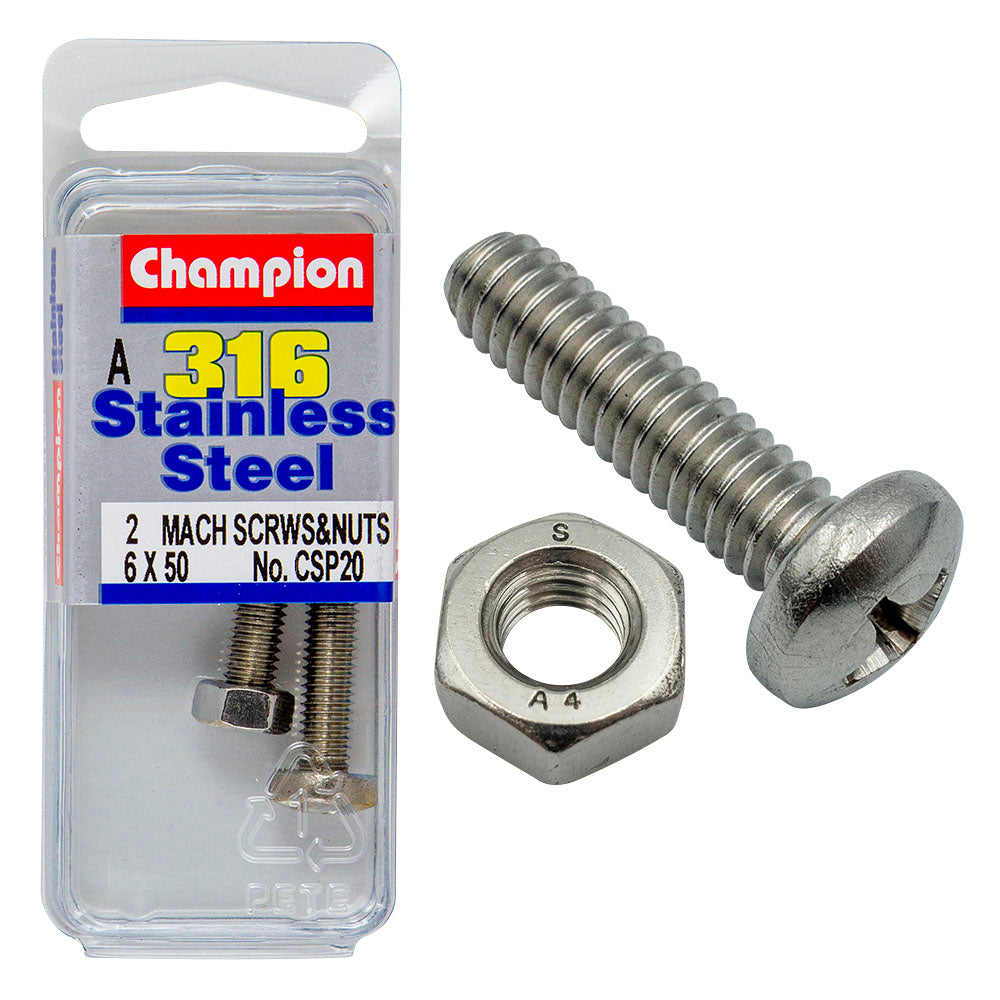PAN HEAD PHILLIPS DRIVE MACHINE SCREWS & NUTS STAINLESS STEEL PACKS