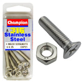 COUNTERSUNK PHILLIPS DRIVE MACHINE STAINLESS STEEEL 316 SCREW & NUT PACK
