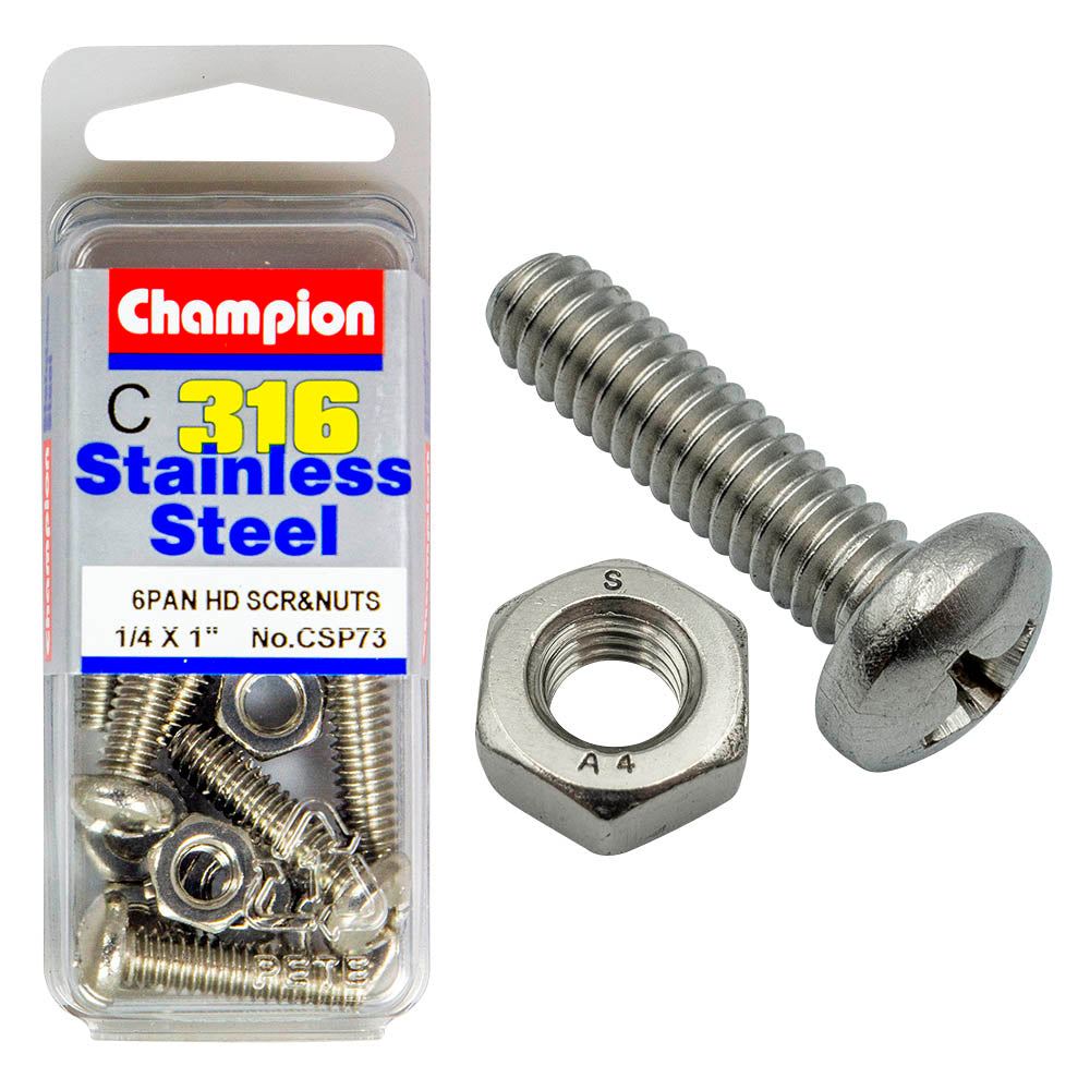 PAN HEAD PHILLIPS DRIVE MACHINE SCREWS & NUTS STAINLESS STEEL PACKS