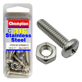 PAN HEAD PHILLIPS DRIVE MACHINE SCREWS & NUTS STAINLESS STEEL PACKS