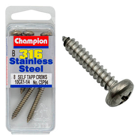 PAN HEAD SELF TAPPING SCREW STAINLESS STEEL 316 CHAMPION PACK