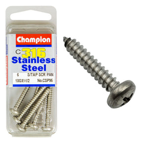 PAN HEAD SELF TAPPING SCREW STAINLESS STEEL 316 CHAMPION PACK