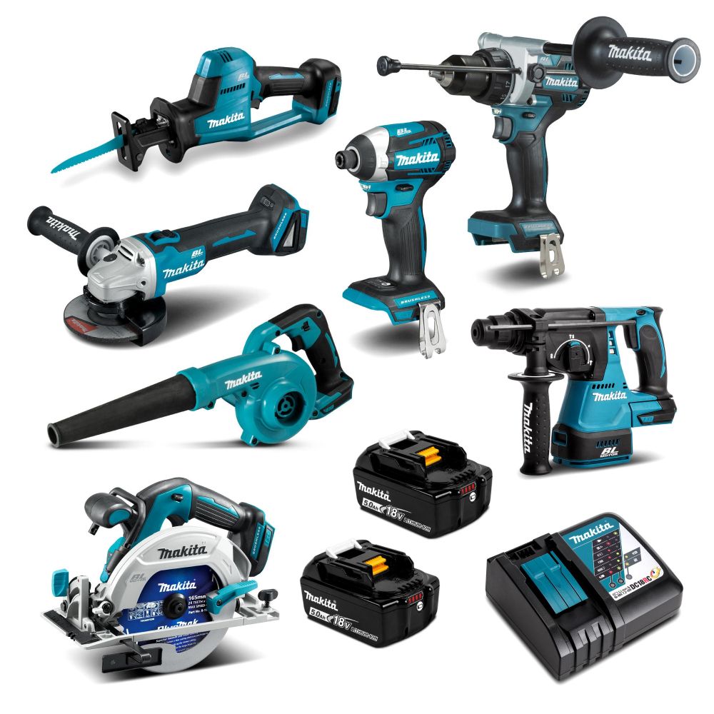 Makita DLX7034T 18V 5.0Ah LXT Li-ion Cordless Brushless 7pce Combo Kit