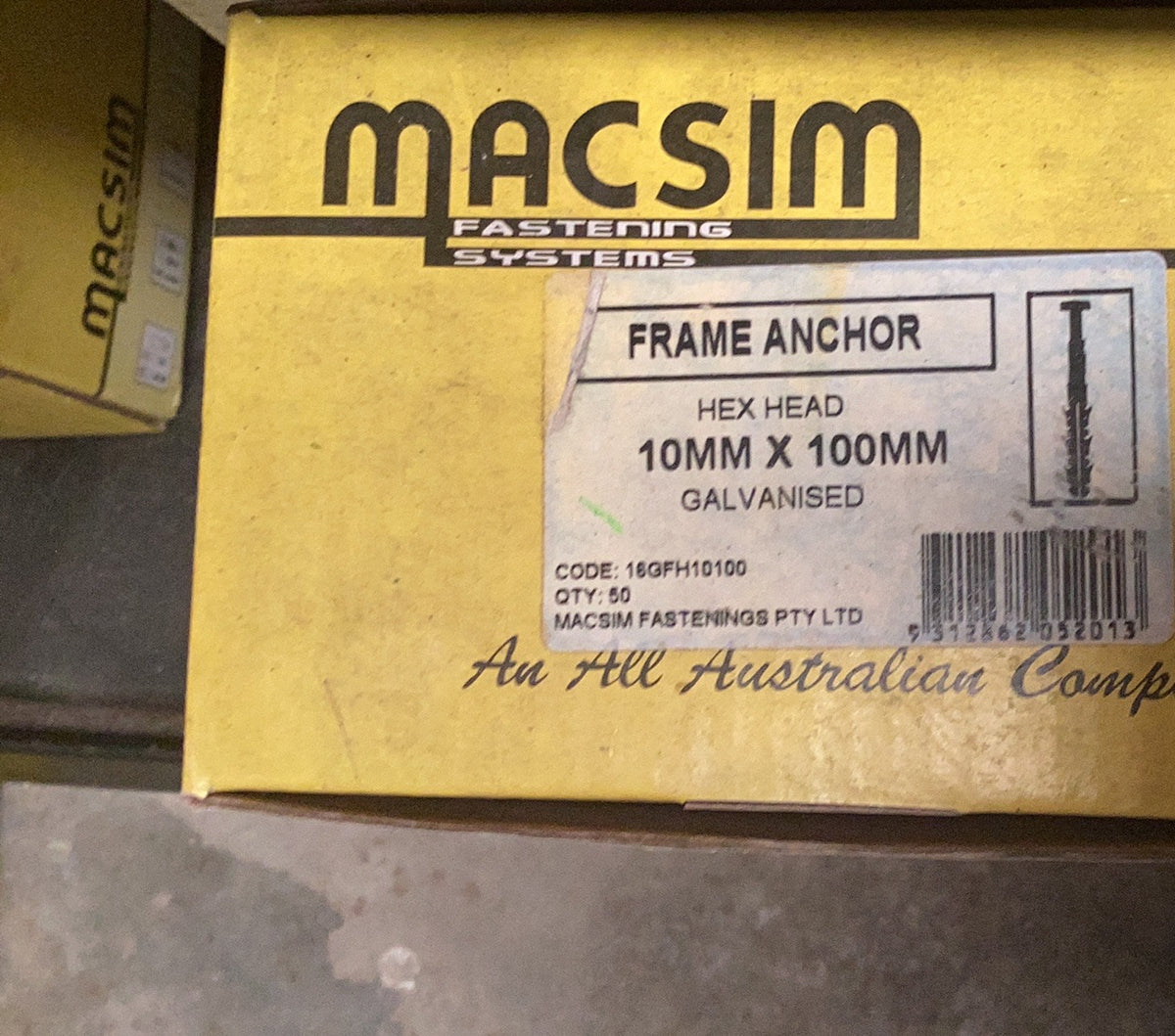 Frame Anchor 10mm x 100mm box QTY 50