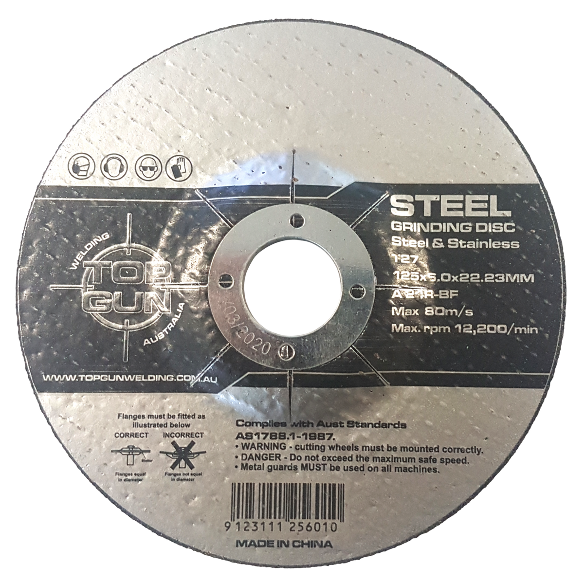 Top gun steel grinding discs pk 125x6.0x22.23mm