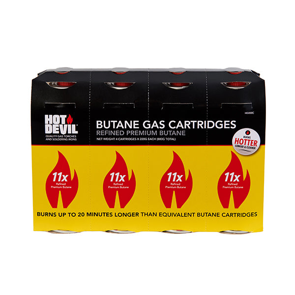 Butane Gas Cartridge – 4 Pack HOT DEVIL