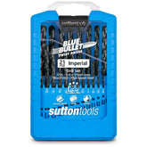 SUTTON 1/16-3/8INCH IMPERIAL HSS-BLUE JOBBER DRILL BIT SET - BLUE BULLET - 21 PIECE