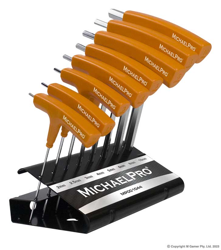 8PC TWO WAY T HANDLE BALL END ALLEN WRENCH SET W/ STAND MICHEAL PRO