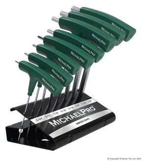 8PC TWO WAY T HANDLE BALL END ALLEN WRENCH SET W/ STAND MICHEAL PRO