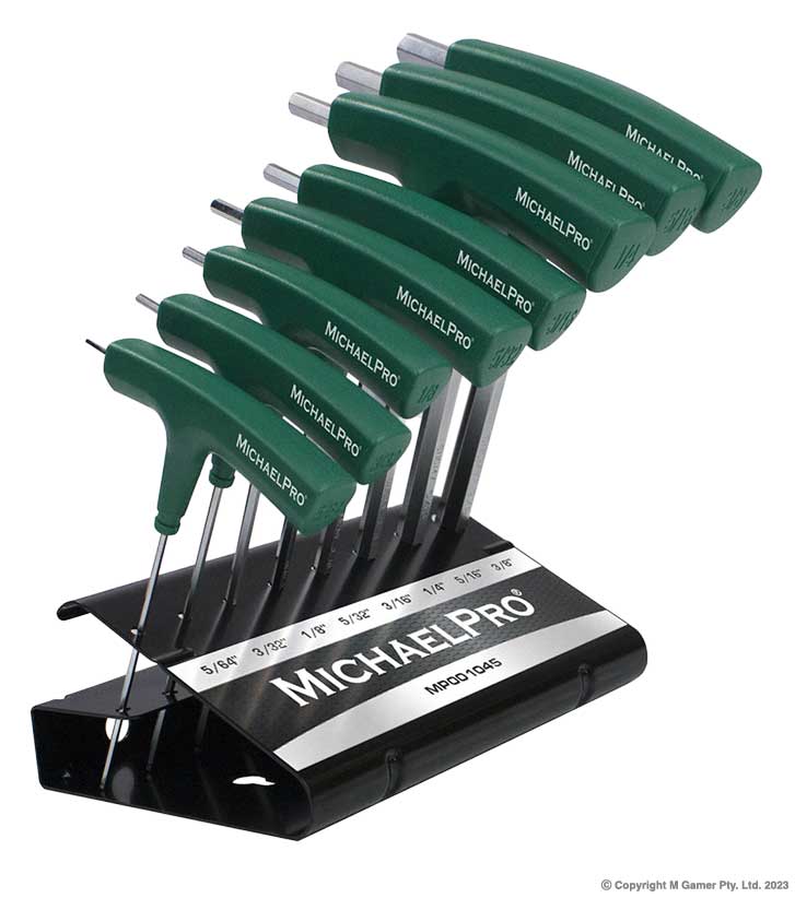 8PC TWO WAY T HANDLE BALL END ALLEN WRENCH SET W/ STAND MICHEAL PRO