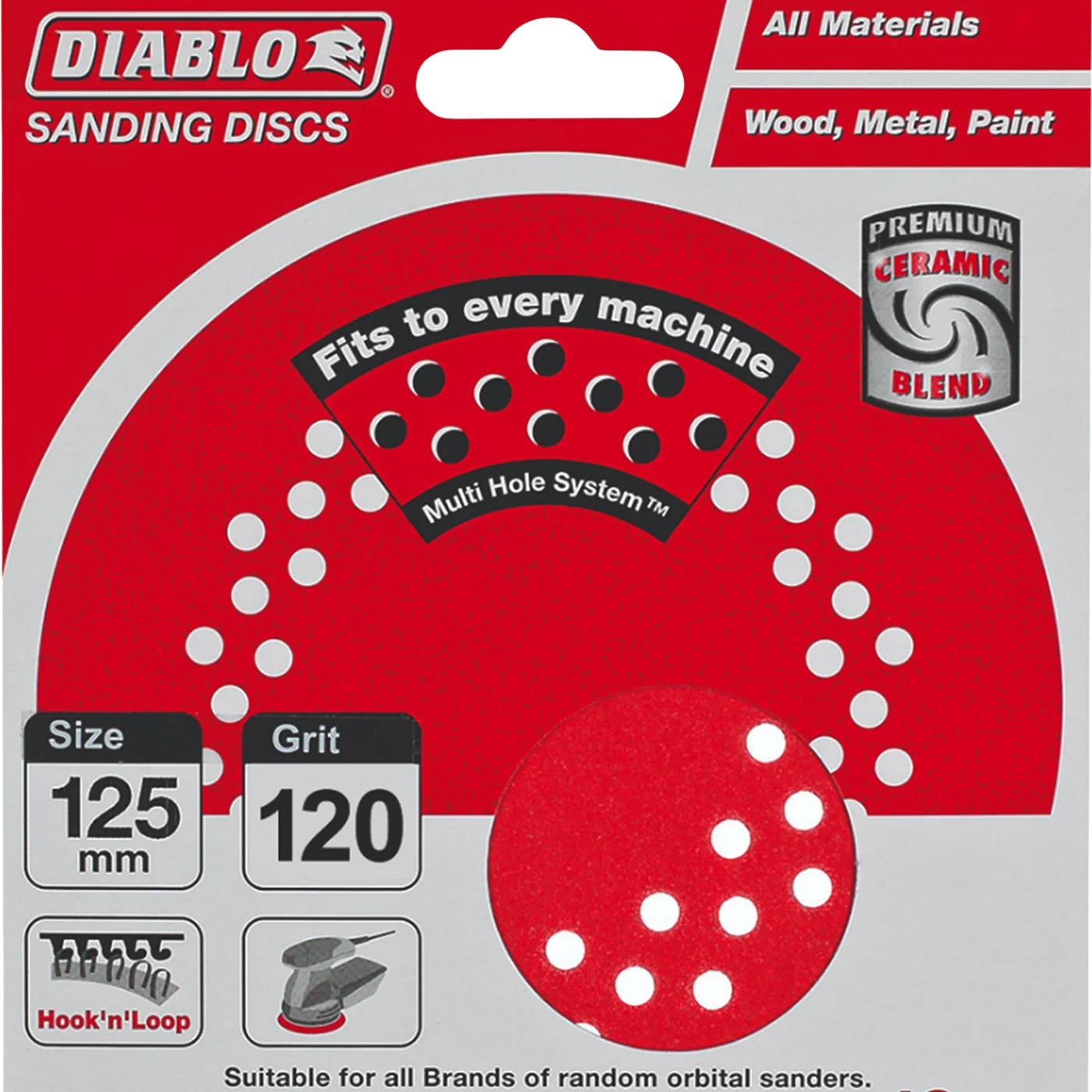 Diablo 125mm 120 Grit Hook & Loop Random Orbital Sanding Discs - 10 Pack