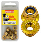 HIGH TENSILE ZINC SELF LOCKING / NYLON FLANGE HEX NUT PACK