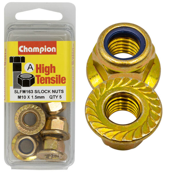 HIGH TENSILE ZINC SELF LOCKING / NYLON FLANGE HEX NUT PACK