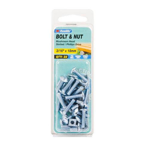 zenith bolt and nut 3/16”x18mm