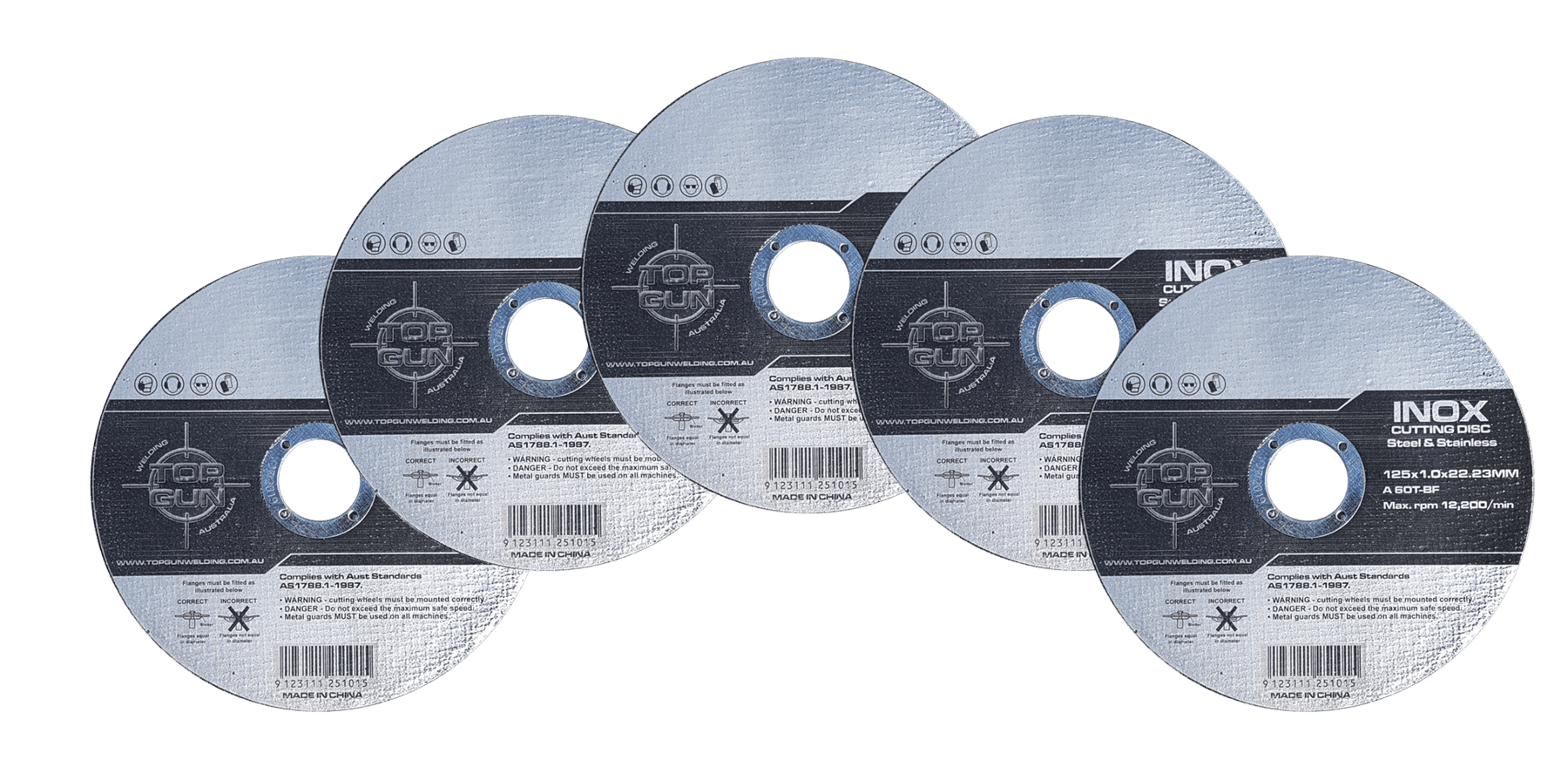 Inox cutting discs T41 125x1.0x22.23mm pk 10