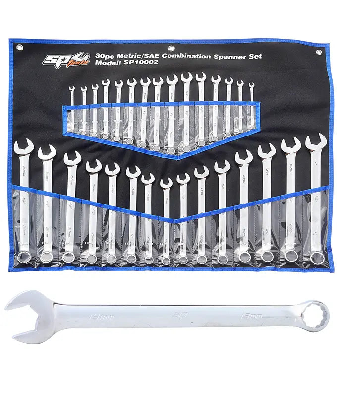 Combination ROE Quad Drive Spanner Set - 15° Offset - Metric/SAE - 30pc