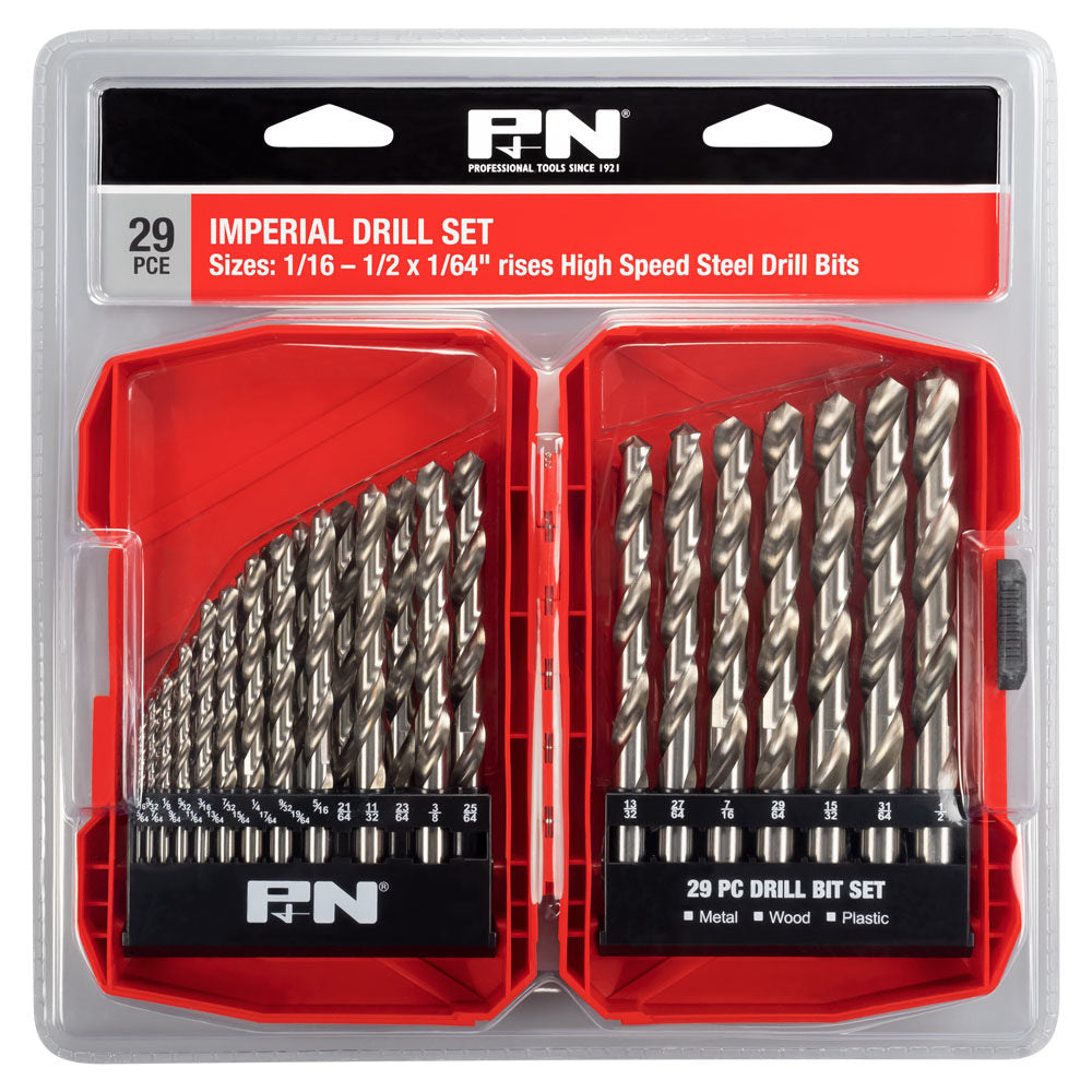 P&N 1/16-1/2INCH HSS-METAL JOBBER DRILL BIT SET - 29 PIECE