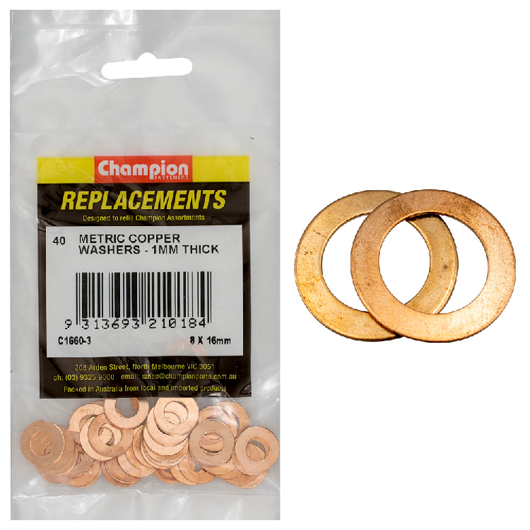 WASHER FLAT COPPER 8x16mmx1mm