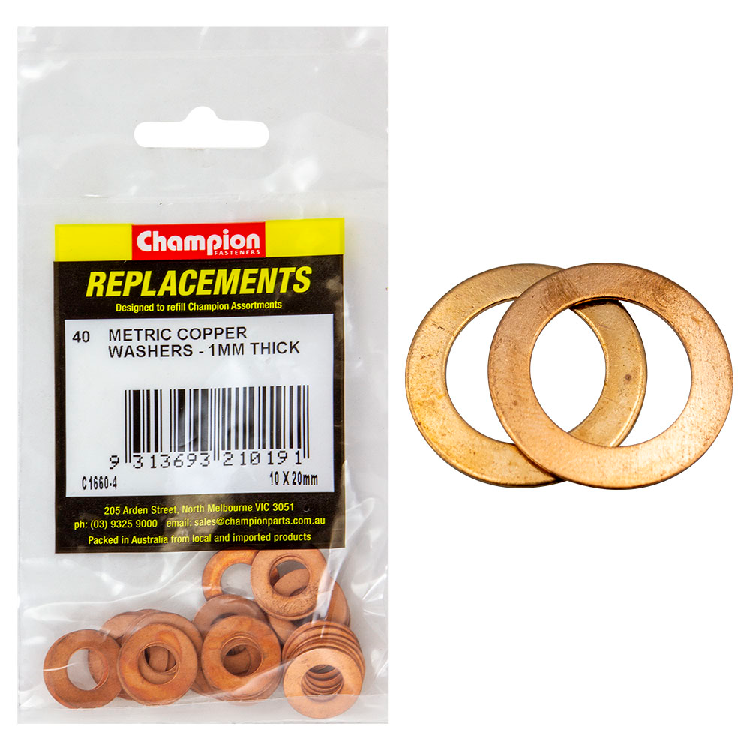 WASHER FLAT COPPER 10x20mmx1mm