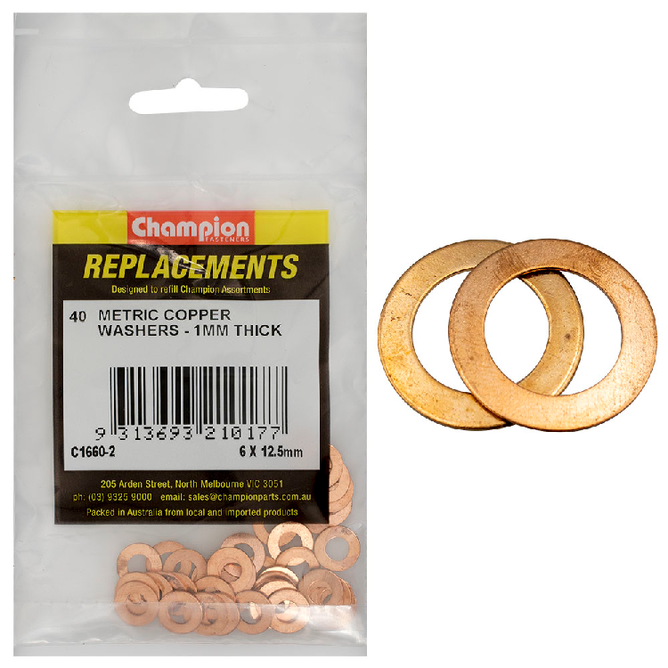 WASHER FLAT COPPER 6x12.5mmx1mm