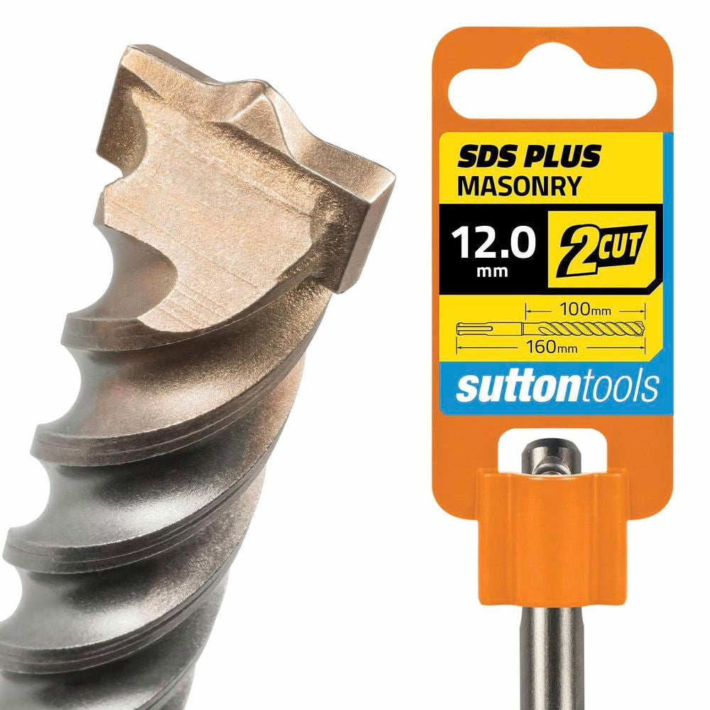 Sutton Tools 12.0 x 160mm 2 Cut SDS Plus Masonry Drill Bit