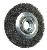 WHEEL BRUSH WITH ARBOR HOLE GP - CRIMPED STEEL WIRE - SUITS BENCH GRINDERS RBU 15025 T/51 ST 0.35 PSF (INC. BUSHES)