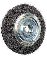 BENCH WHEEL BRUSH WITH ARBOR HOLE GP - CRIMPED STEEL WIRE - SUITS BENCH & STRAIGHT RBU 20025 T/51 ST 0.35 PSF (INC. BUSHES)