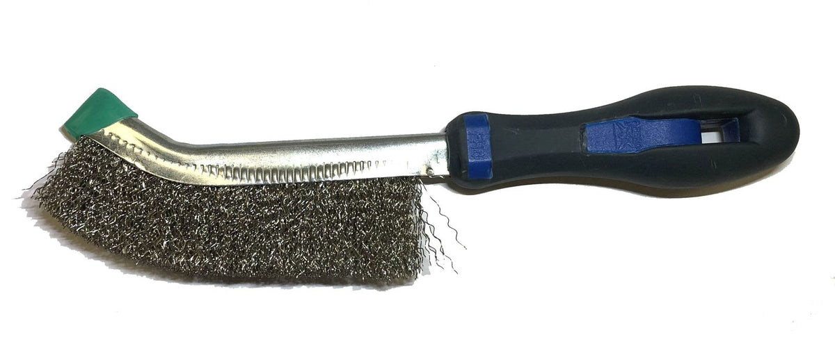 CURVED HAND SCRATCH BRUSH HBG - ECONOMY - PLASTIC HANDLE - 265MM HBG 10 ST PSF STEEL