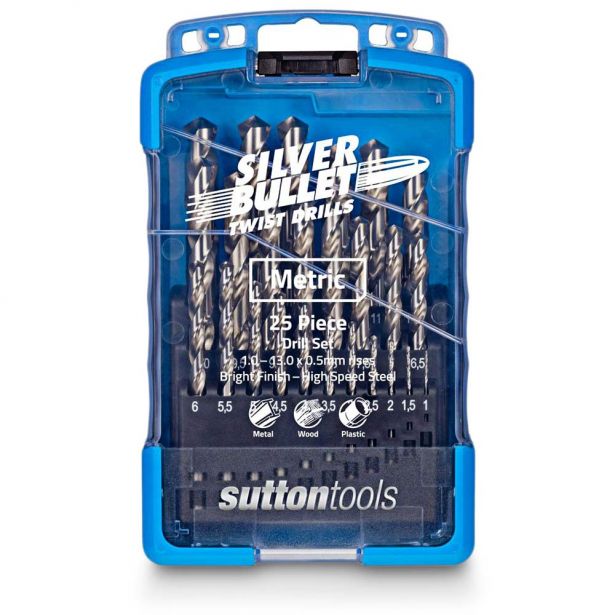 SUTTON 1-13MM METRIC HSS-BRIGHT JOBBER DRILL BIT SET - SILVER BULLET - 25 PIECE