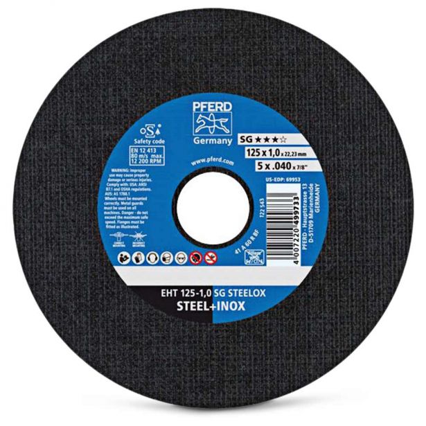 PFERD 125 X 1.0MM STEEL & STAINLESS CUT OFF DISC - SG-STEELOX