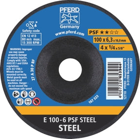 PFERD GRINDING WHEEL GP DEPRESSED CENTRE - STEEL - 100MM