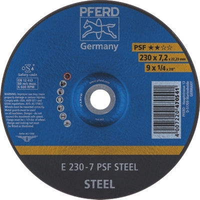 PFERD GRINDING WHEEL GP DEPRESSED CENTRE - STEEL - 230MM