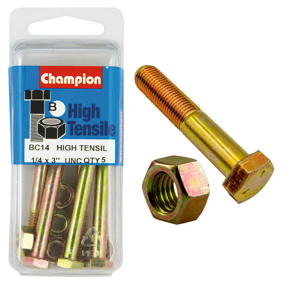 Champion High Tensile 1/4 x 3'' UNC