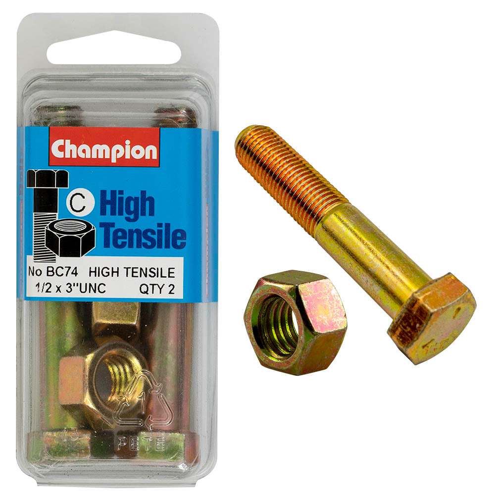 Champion High Tensile 1/2 x 3'' UNC