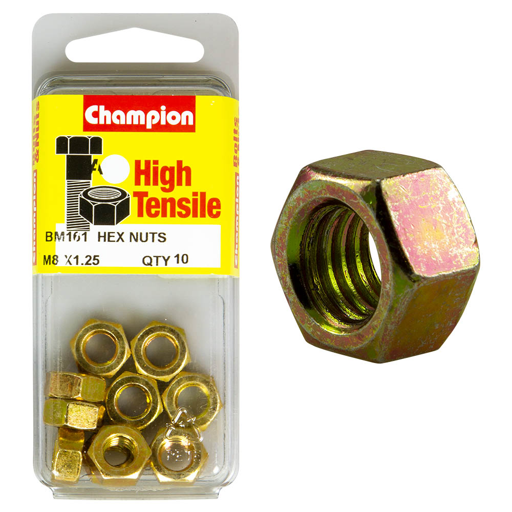 Champion High Tensile M8 x 1.25 Hex Nuts