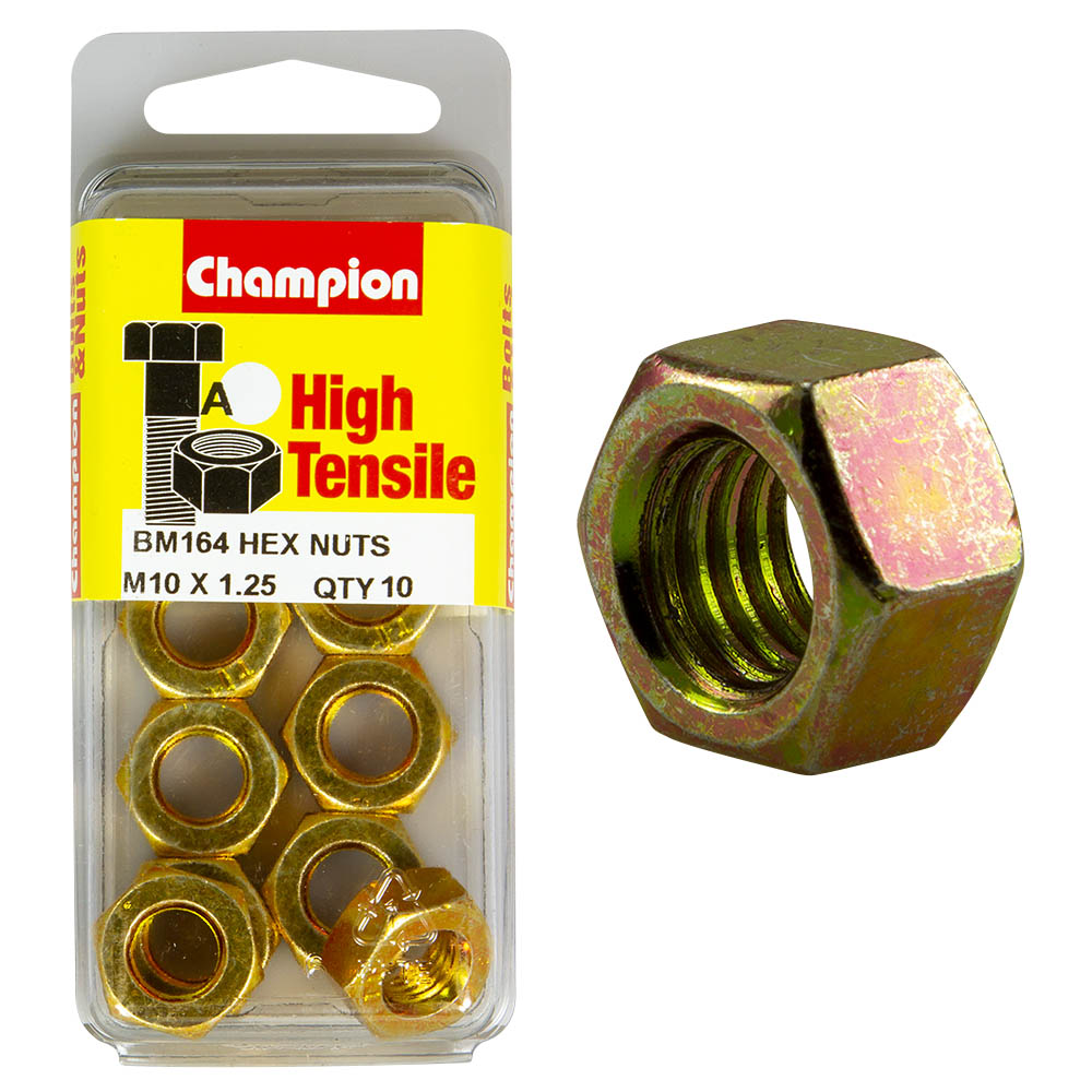 Champion High Tensile M10 x 1.25 Hex Nuts