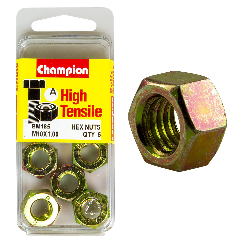 Champion High Tensile M10 x 1.00 Hex Nuts