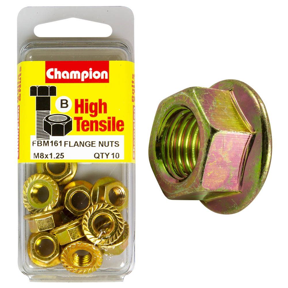 Champion High Tensile M8 x 1.25mm Flange Nuts