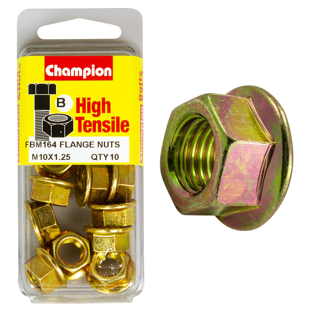 Champion High Tensile M10 x 1.25mm Flange Nuts