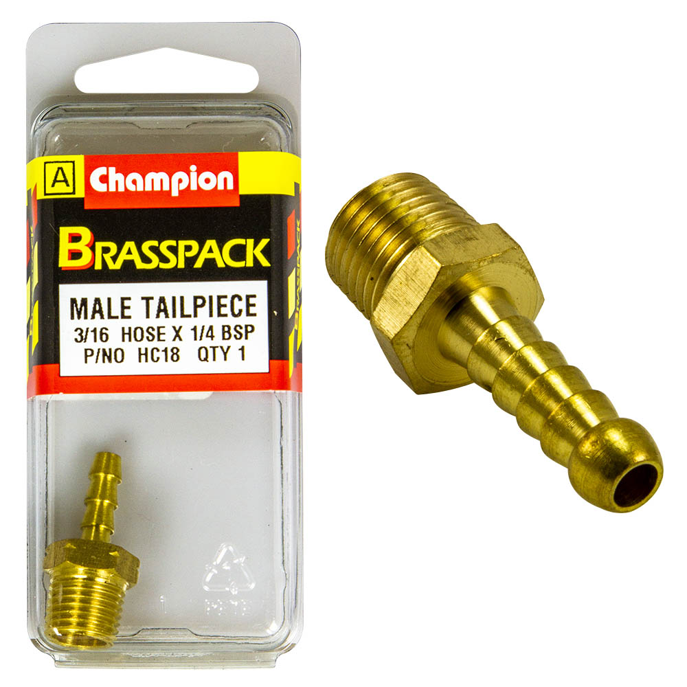 HOSE TAIL – STRAIGHT – MALE – BRASS – 3/16 x 1/4″ HC18