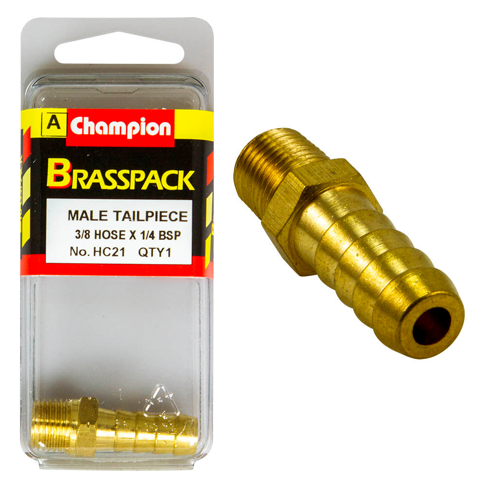 HOSE TAIL – STRAIGHT – MALE – BRASS – 3/8 x 1/4″ HC21