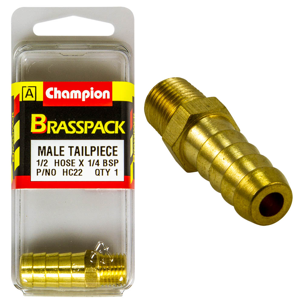 HOSE TAIL – STRAIGHT – MALE – BRASS – 1/2 x 1/4″ HC22