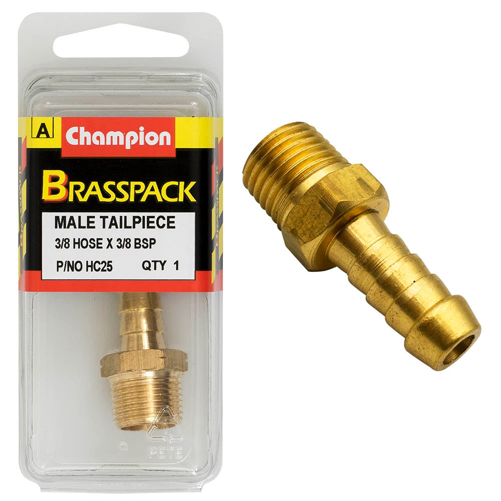 HOSE TAIL – STRAIGHT – MALE – BRASS – 3/8 x 3/8″ HC25