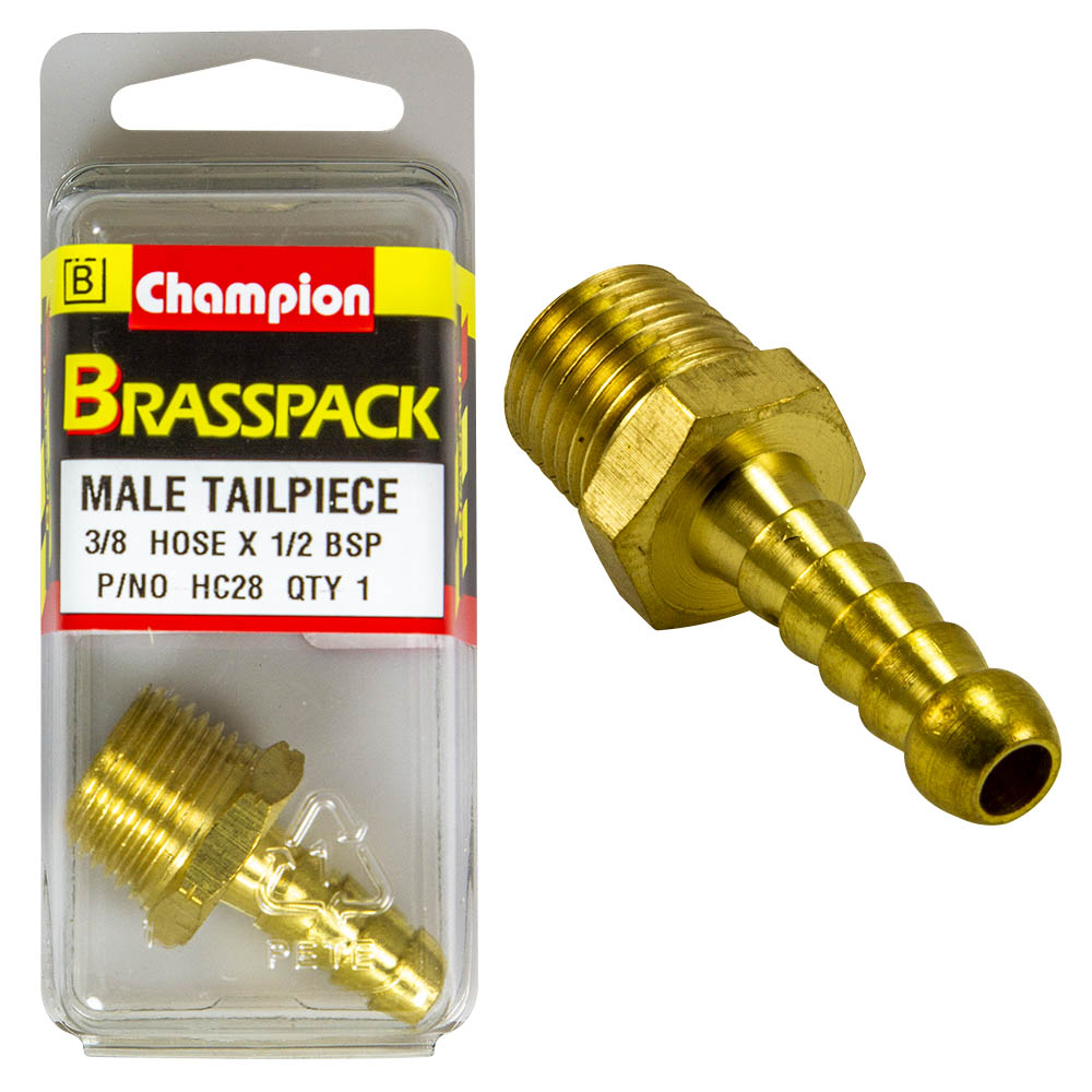 HOSE TAIL – STRAIGHT – MALE – BRASS – 3/8 x 1/2″ HC28