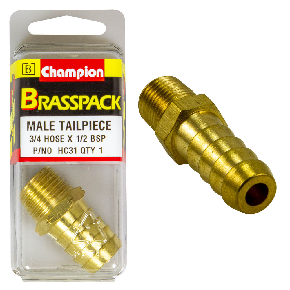 HOSE TAIL – STRAIGHT – MALE – BRASS – 3/4 x 1/2″ HC31