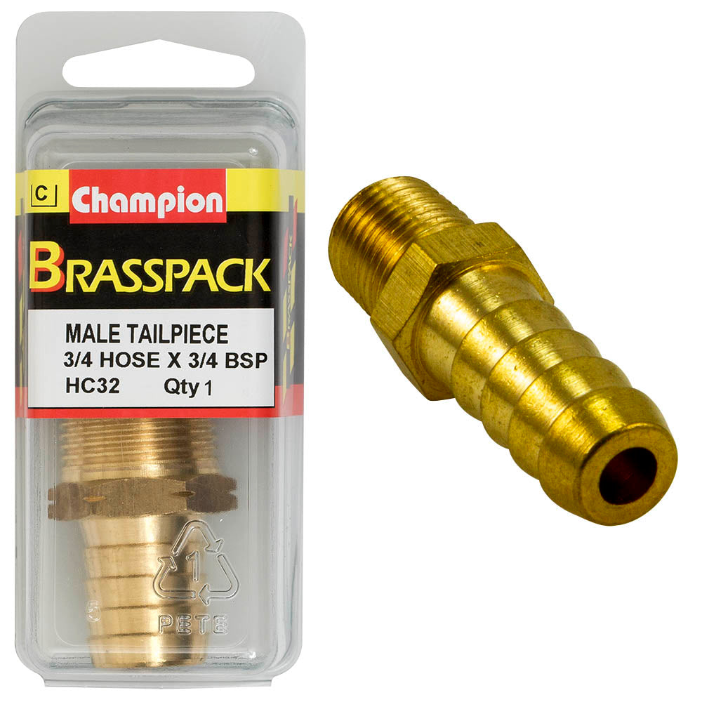 HOSE TAIL – STRAIGHT – MALE – BRASS – 3/4 x 3/4″ HC32