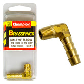 HOSE TAIL ELBOW – MALE – BRASS – 90° – 1/4 x 1/8″ HC33